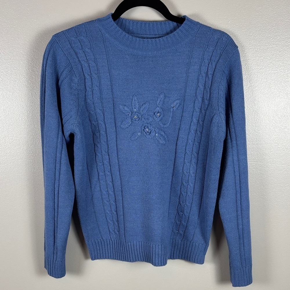 Vintage Haband Blue Cable Knit Sweater